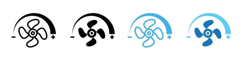 Cooling and Ventilation Icon Set with Adjustable Fan Speed Controls and Airflow Turbine Graphics vector