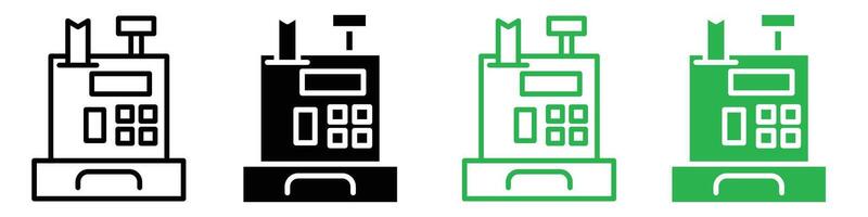 Cash register icon representing checkout counters and transactions, ideal for retail and business accounting vector