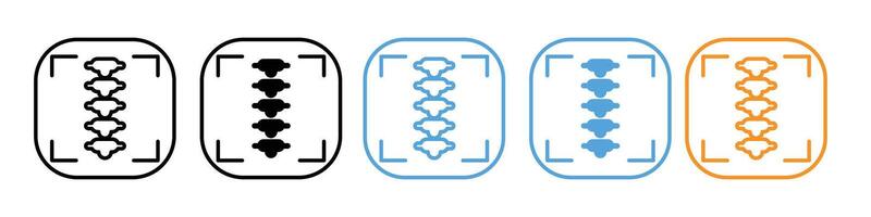Icon for body spine diagnostic imaging showing x-ray scanning for back issues vector
