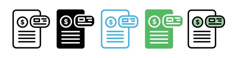 Billing and Invoice Document Icon Set for Payment Processing vector