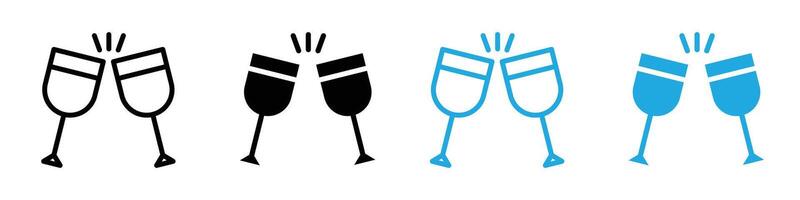 Clinking glasses icon showing celebration and toasting, perfect for party invitations, events, and festive gatherings vector