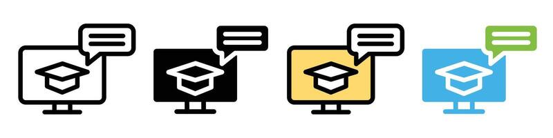 Online E-Learning and Digital Education Icons with Laptop and Internet Symbols for Modern Study Methods vector