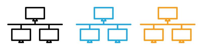 Computer network icon representing data exchange and digital connectivity, ideal for IT infrastructure, networking, and tech projects vector