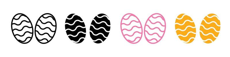 Basket Full of Easter Eggs Icon with Decorative Art and Striped Patterns vector