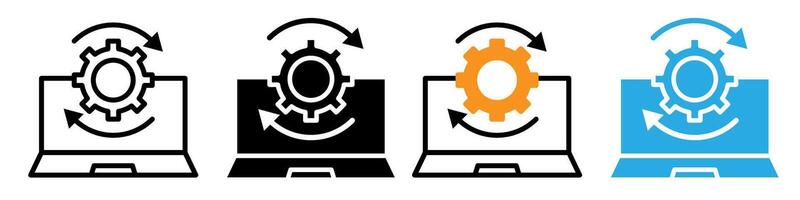 Data processing icon logo set vector