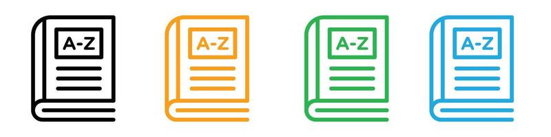 Dictionaries icon depicting open books and alphabets, suitable for educational materials and language learning resources vector