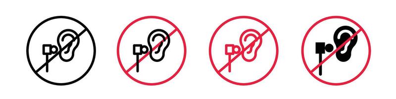 No Earbud Use Icon for Sound and Wireless Audio Device Usage Warning vector