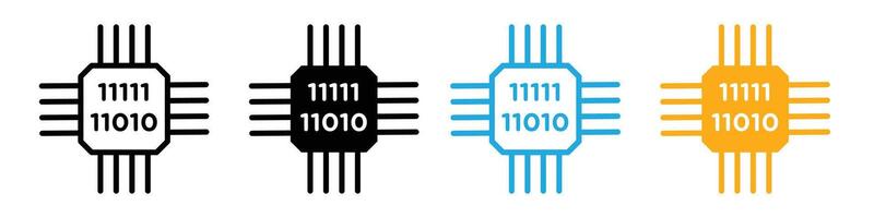 Computation using artificial intelligence with the help of computer processor micro chip set. electric mother board memory storage and complex calculation symbol vector