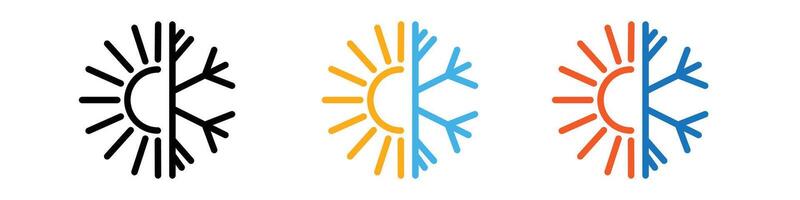 Temperature Measurement Icons for Hot and Cold Conditions with Thermometer Scales vector