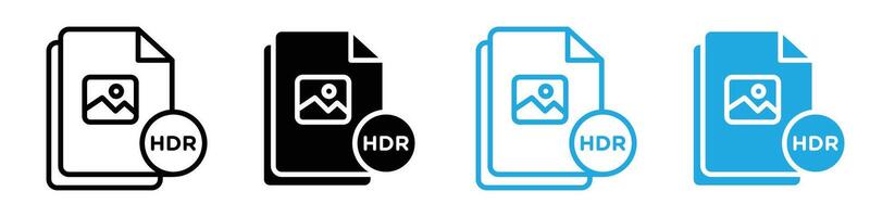 HDR image file extension icon logo set vector