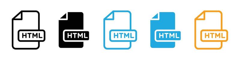 HTML script icon logo set vector