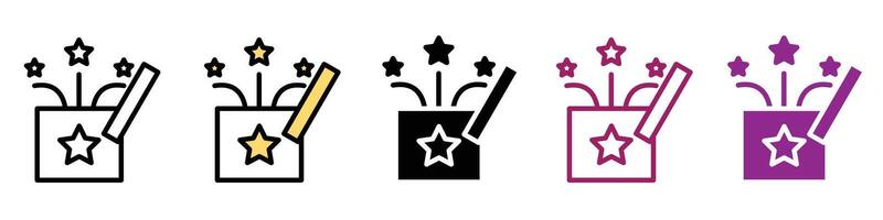 Magic Box and Mystery Package Icons with Sparkles for Birthdays and Christmas vector