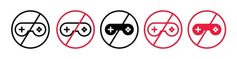 Prohibition of Online Gaming Icon Set Signifying Game Play Restrictions vector