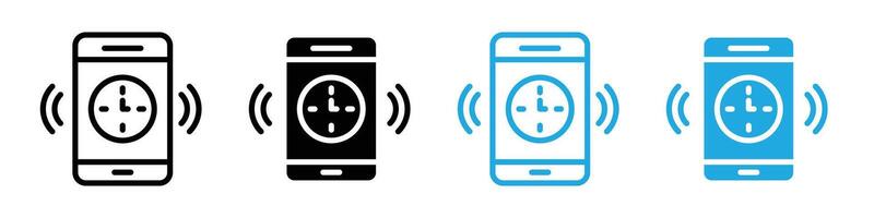 Mobile alarm icon showing smartphone notifications, ideal for security apps, emergency alerts, and reminder services vector