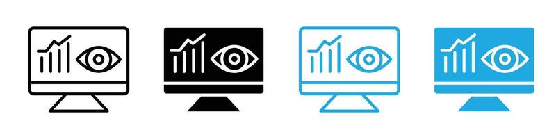 Monitoring icon logo set vector