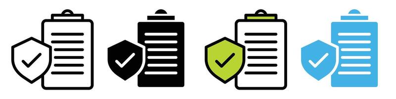 Intellectual Property Security Policy Icons Illustrations for Certification and Protection Measures vector