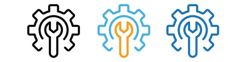 Industrial Cogwheel and Gear Settings Icons Depicting Mechanical Motion and Technical Processes in vector