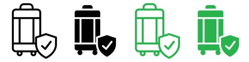 Protection of baggage icon logo set vector