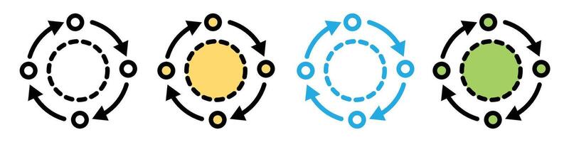 Factory Workflow Optimization Icons Depicting Sequential Processes and Efficiency vector
