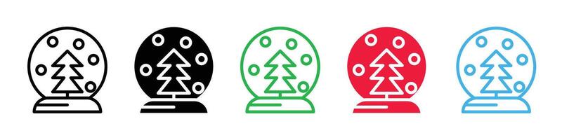 Snow Globe Icons with Christmas Trees and Snowflakes for Xmas Decor vector