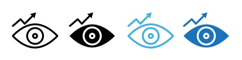 Strategic service vision with eye and up arrow icon. vector