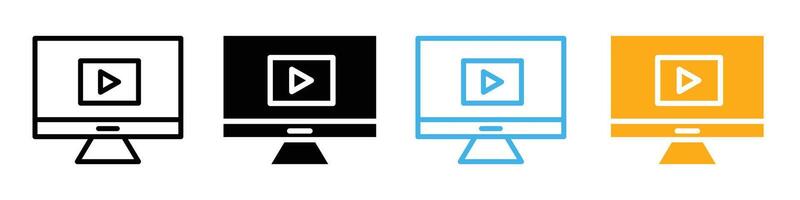 Digital Online Tutorials and E-Learning Course Icons Illustrations for Web-Based Education vector