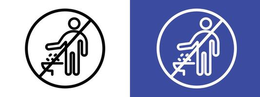 Prevent toilet littering with this sign, featuring a caution symbol, red silhouette, and prohibition label to maintain a clean and sanitary lavatory. vector