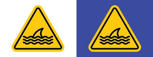 Shark danger warning sign indicating high risk of shark presence vector
