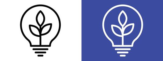 Lightbulb with leaf icon logo set vector