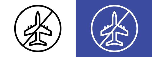 No Plane Sign for Restricted Airspace, Safety Warnings, and Prohibited Actions Illustrations vector