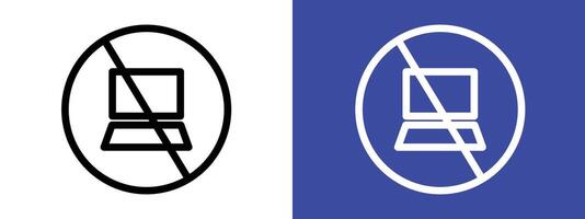 Restrict computer use with this no computer sign, featuring a warning symbol, icon, and prohibition label for technology-free areas. vector