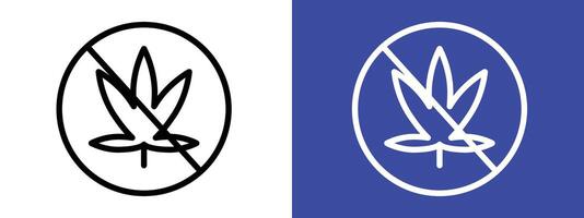 This no marijuana sign prohibits cannabis use, featuring a prohibition symbol, red warning label, and icon for drug-free areas. vector
