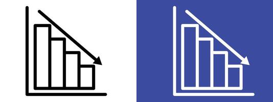 Chart Icon Demonstrating Reduction in Data, Business Decline, and Statistical Analysis vector