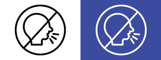 Prevent talking in restricted areas with this no talking sign, featuring a prohibition symbol, warning label, and icon for maintaining silence. vector