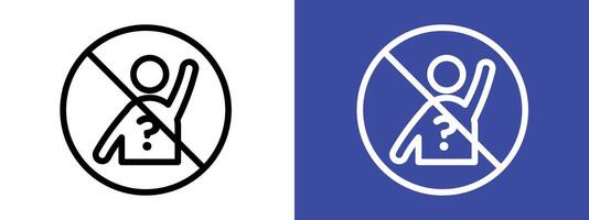 This please do not ask sign requests silence, featuring a warning symbol, icon, and caution label for quiet areas. vector