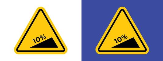Warning about steep slope ahead indicating sharp incline on the path vector