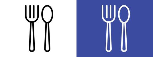Spoon and Fork Icon logo set vector
