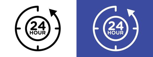 24 7 Service Icon for Around-the-Clock Availability, Customer Support, and Timekeeping vector