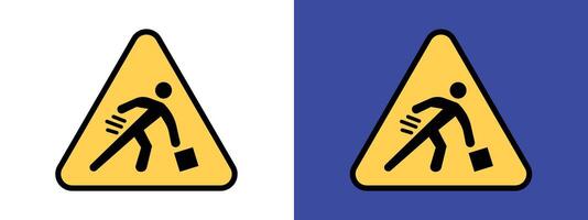 Heavy object handling alert advising on proper lifting techniques to avoid injury vector