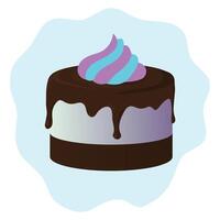 Chocolate cake with butter cream. illustration isolated on white background. vector