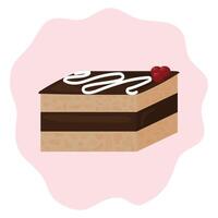 Chocolate cake with butter cream. illustration isolated on white background. vector