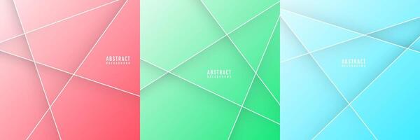 3D abstract background set with soft colors polygon decoration. Overlap layer on bright space. Graphic design element with cutout effect style concept for web banner, flyer, card, or brochure cover vector