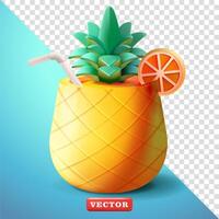 Pineapple juice drink, 3d. Suitable for advertising, holiday and design elements vector