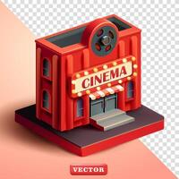 Cinema building isometric, 3d. Suitable for business and design elements vector