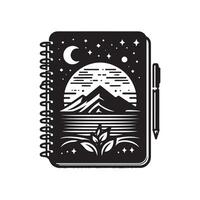 notebook silhouette logo design template vector