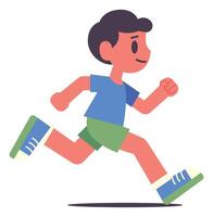 Cartoon kid running exercise flat design illustration vector