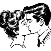 1960's retro couples kissing ... vector