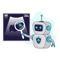 medical robot assistant looks for the source of pain and makes a diagnosis. Artificial Intelligence Technology in Medicine. Concept of medicine of the future. Personalized healthcare, AI diagnostics vector