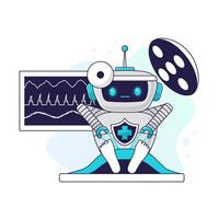Medical robot assistant surgeon operates with high precision. Concept of medicine of the future. Personalized healthcare, AI-enabled diagnostics and telemedicine innovations. vector