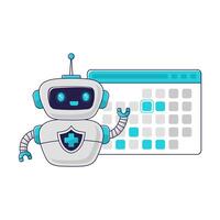 Medical robot assistant is looking for available date to sign up for a consultation. Concept of medicine of the future. Personalized healthcare, AI-enabled diagnostics and telemedicine innovations. vector